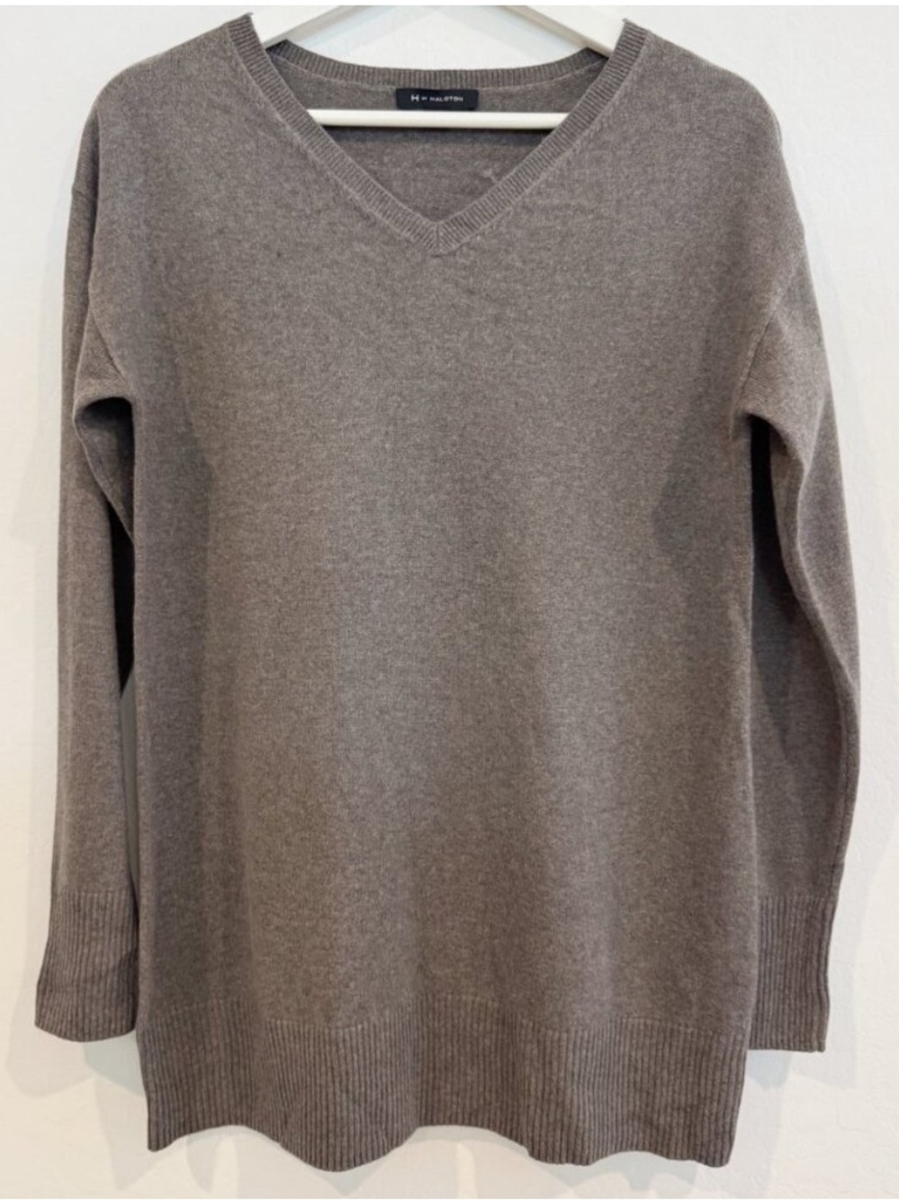 H by Halston Sweater Size Extra Large Silk Cashmere Tunic Oyster Quiet Luxury